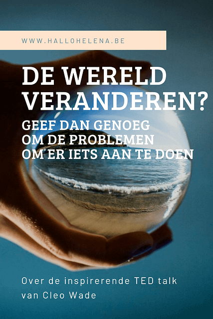 Onze wereld zit zo complex in elkaar. Er zijn oorlogen, hongersnood, de angst dat ons klimaat in elkaar stuikt. De ene groep mensen is er van overtuigd dat de andere groep niet deugt. Er is armoede en verdriet. Tot zover het slechte nieuws. Het goede nieuws is dat jij er iets aan kan doen. Vandaag nog. Laat je inspireren door deze talk van Cleo Wade.