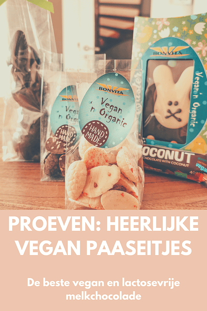 Vegan paaseitjes
Niet alle donkere chocolade is vegan, maar veel van de vegan chocolade is wel donker. Snappie? Maar eigenlijk hou ik niet zo van pure chocolade, tenzij om te verwerken in een gerecht met veel plantaardige melk. Gelukkig bestaat er wel vegan (en dus ook lactosevrije) melkchocolade om bijvoorbeeld Pasen mee te vieren, alleen is het een beetje zoeken.