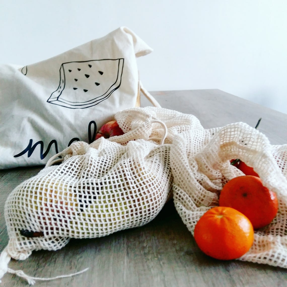 Katoenen zakjes voor groenten, fruit en brood