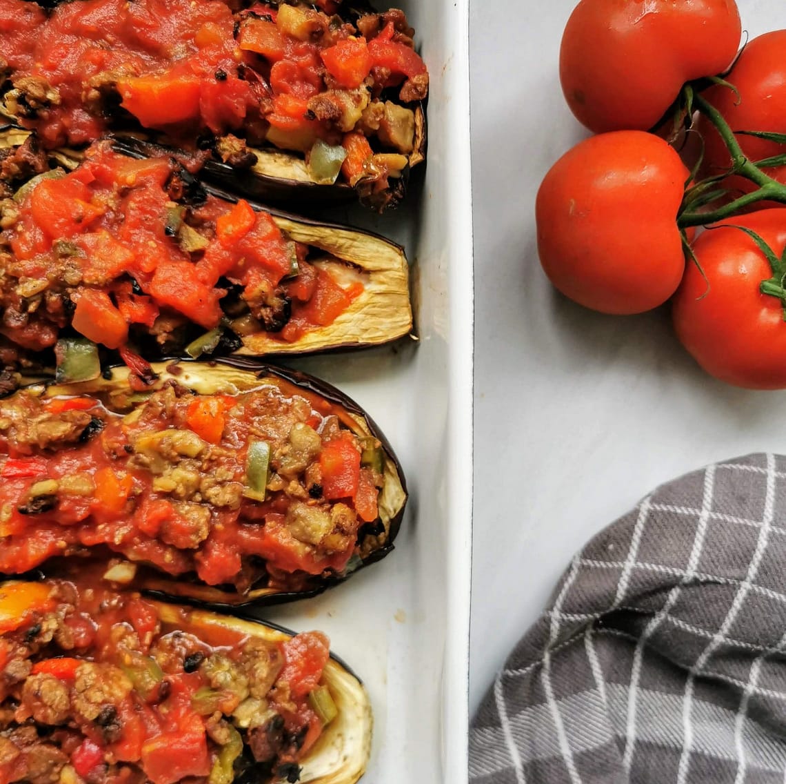 gevulde aubergines - vegan recept